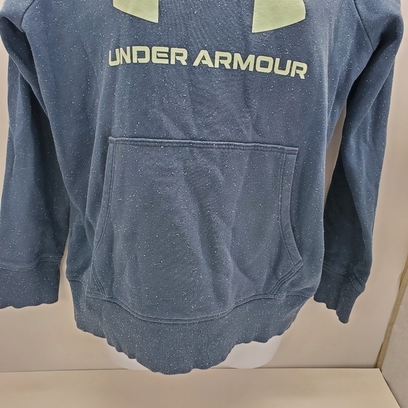 Under Armour Hoodie Womens XS Dark Green Fleck Rival Fleece Logo Raglan - Picture 8 of 9
